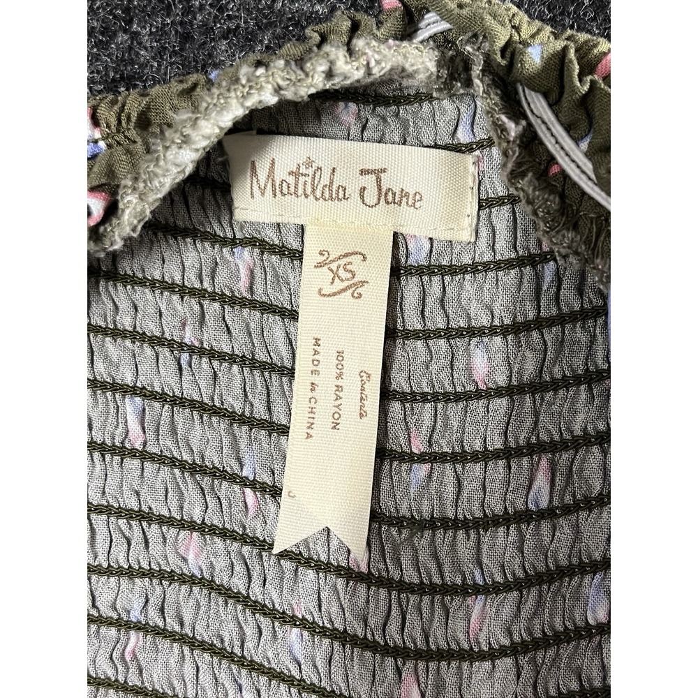Matilda Jane Work of Art Jumpsuit XS Overall Olive Green Floral Romper - Picture 2 of 3